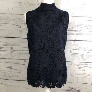 ANN TAYLOR Floral Lace Front Sleeveless Blouse